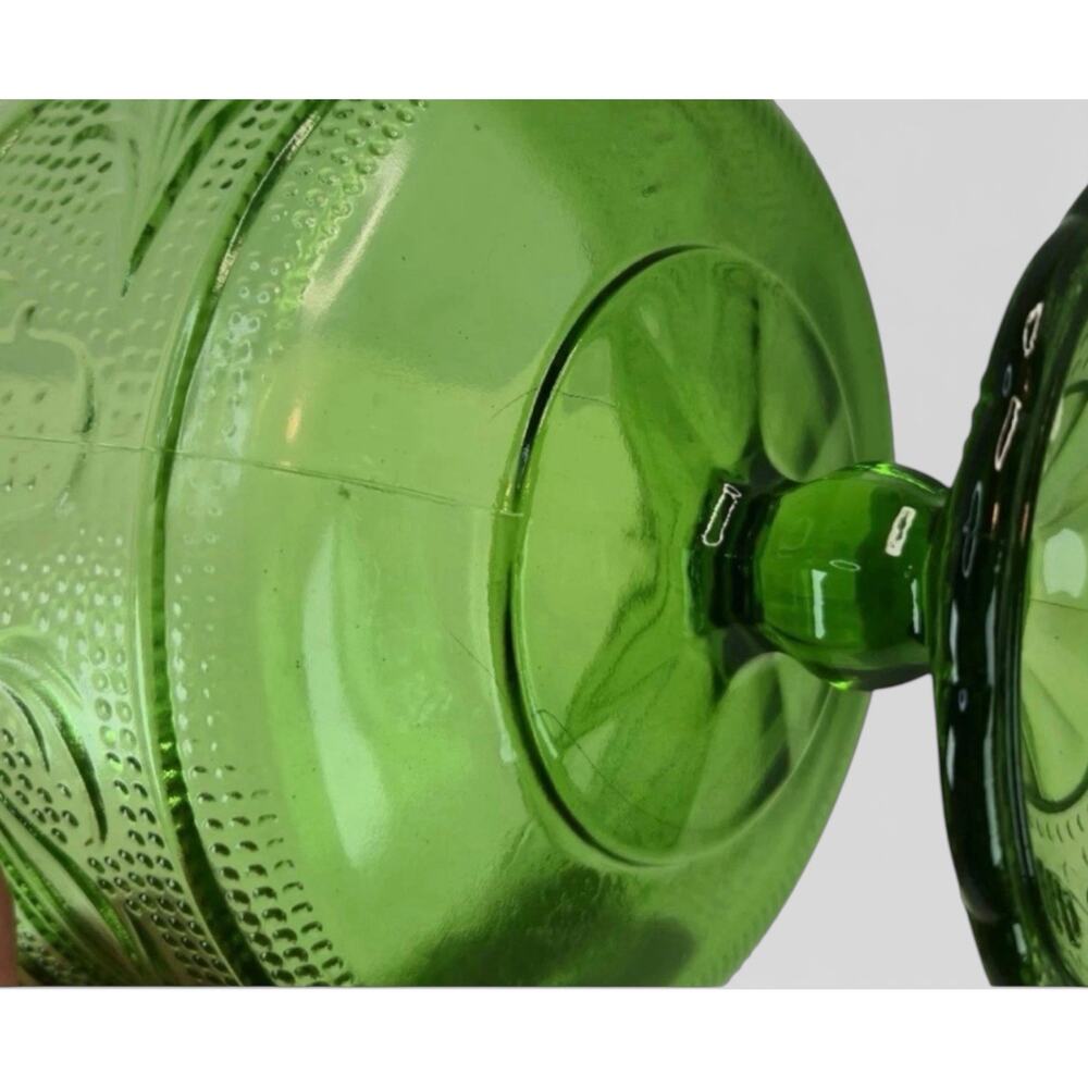 Vintage 1950's E.O. Brody Co. M6000 Green Glass Compote Candy Dish Raised Bowl - Picture 10 of 13